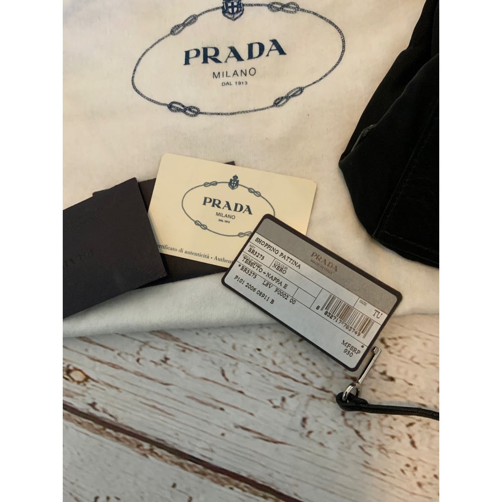 Prada Shopping Pattina Shoulder Bag Black Tessuto Nappa Leather BR3273 - Picture 2 of 6